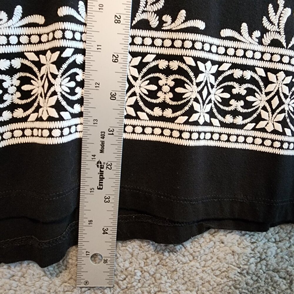 Multiples Mini Dress Tunic Black White Embroidery Print Bubblegum Cowgirl Sz 3X - Picture 6 of 7